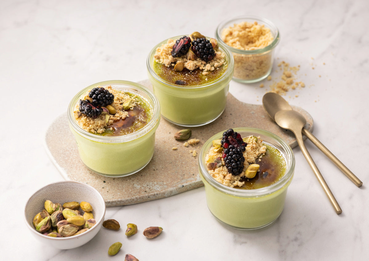Pistazien-Creme Brulee