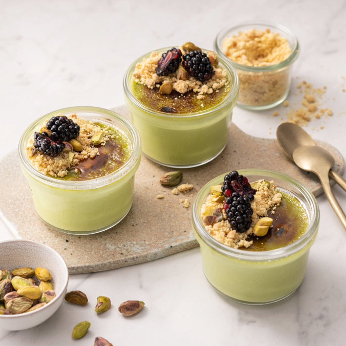 Pistazien-Creme Brulee