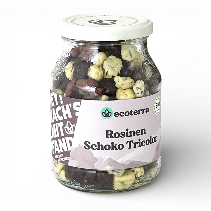 Bio Rosinen Schoko Tricolor, fair gehandelt - 350 g | Inkl. 0,15€ Pfand