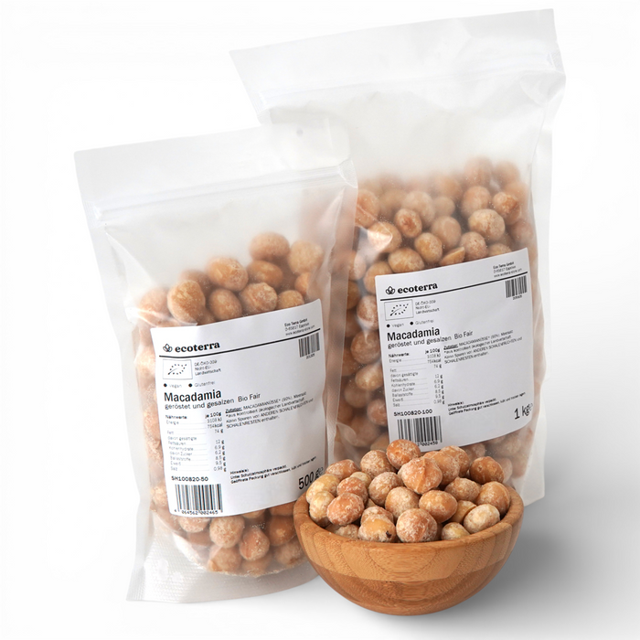 Bio Macadamia, geröstet & gesalzen