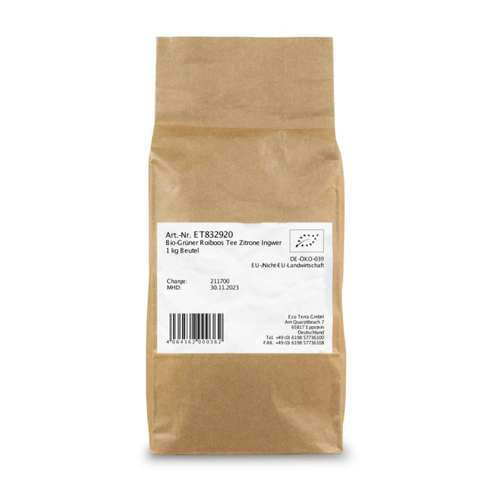 Bio Grüner Rooibos Tee, Zitrone Ingwer - 1 kg